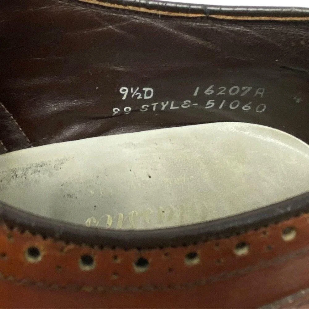 FootJoy Mens Classics Derby Shoes 9.5 D Tan Brown Good Cap Toe Brogue 51060